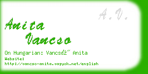 anita vancso business card